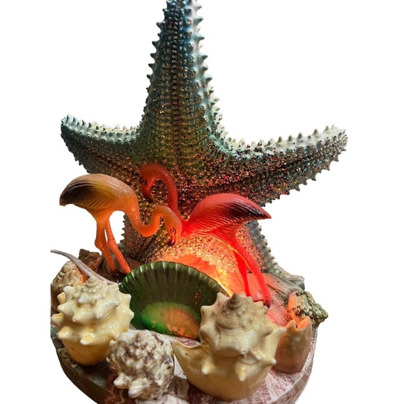 Unique MCM Kitsch Flamingo and Starfish Lamp Blue & Green Glitter Super Cute! - Picture 3 of 6